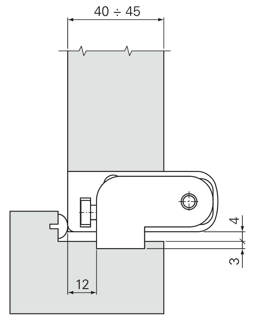 CAB-R 3D Pivot Hinge 40-45mm with Frame Milling